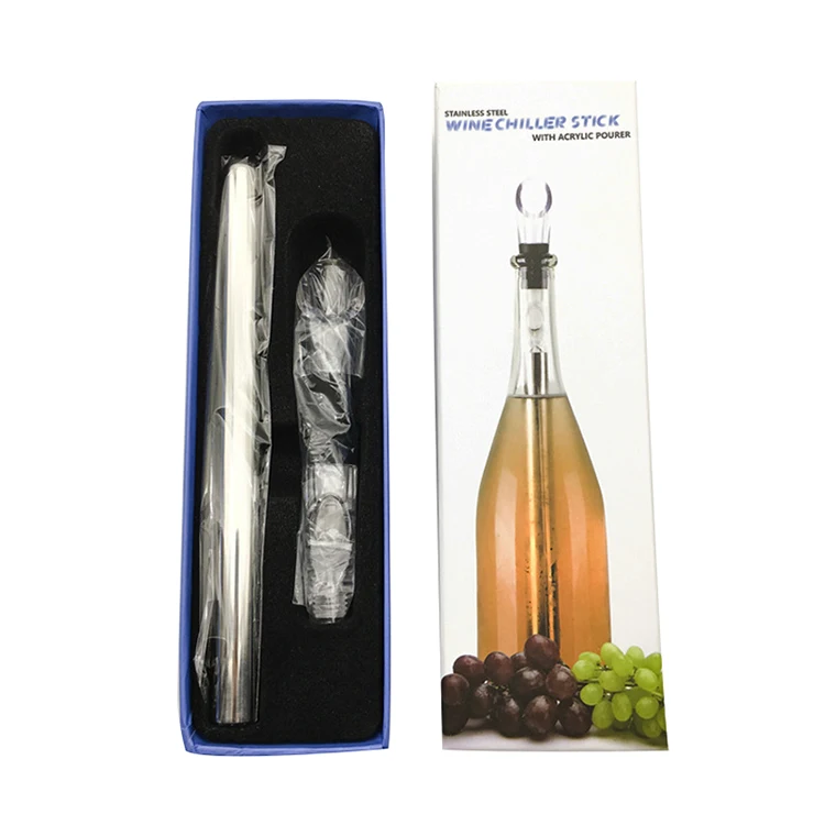 Wholesale Wine Accessories Gift Set Stainless Steel Bottle Cooler Chiller Stick with Acrylic Pourer