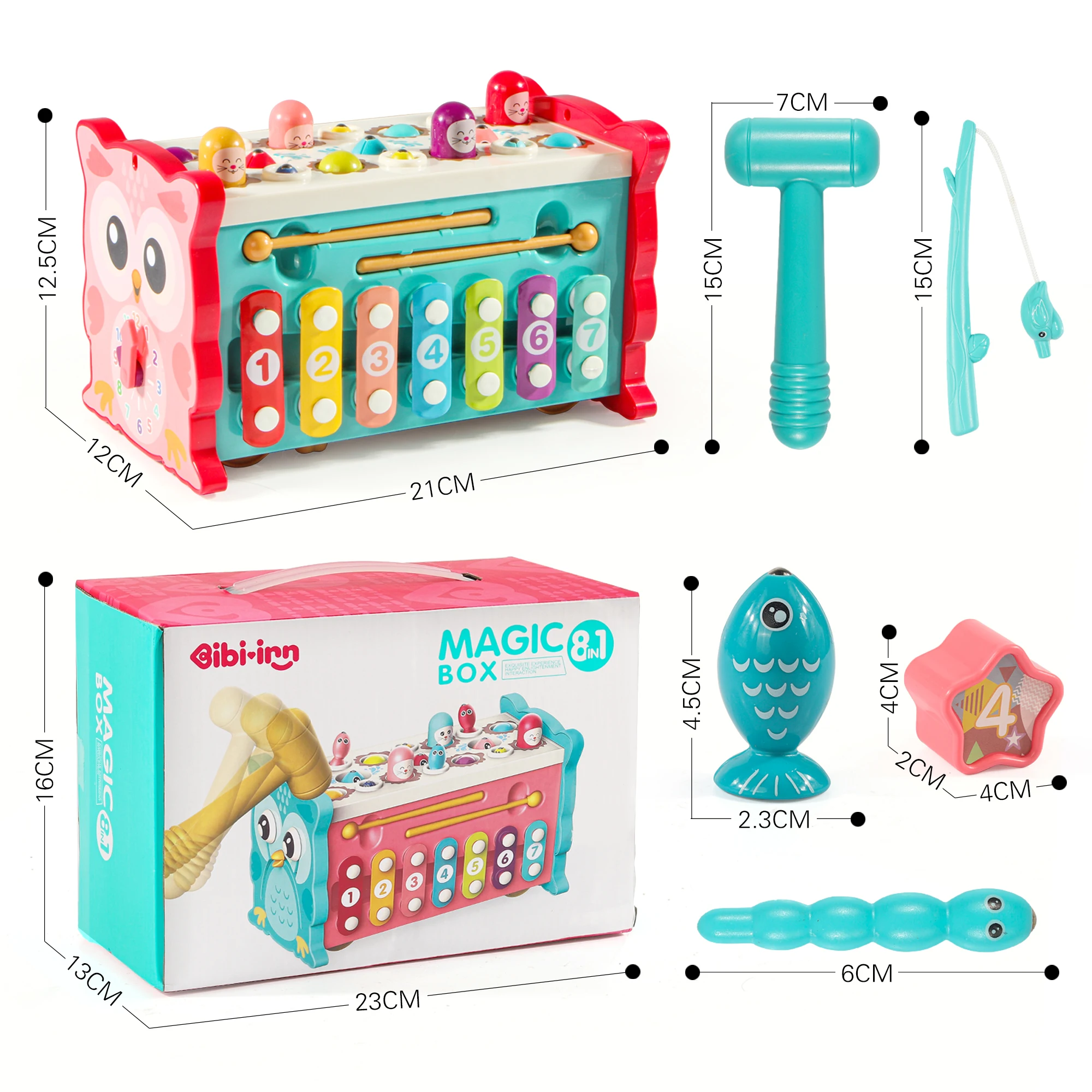 Cube Montessori Toys 8 in 1 Plastic Learning Toy Kids Baby Activity Cube With Music and Light