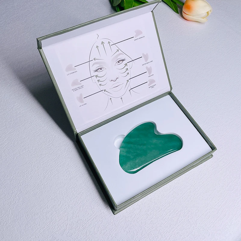Facial Care Massage Face Board Jade Scraping Tool Green Aventurine Gua Sha