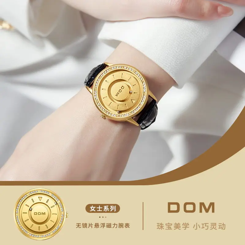 DOM 1758 Creative Women Magnetic Force Watch Leather Waterproof Female Scrolling Beads Quartz Watches for Ladies Magnetic Clock