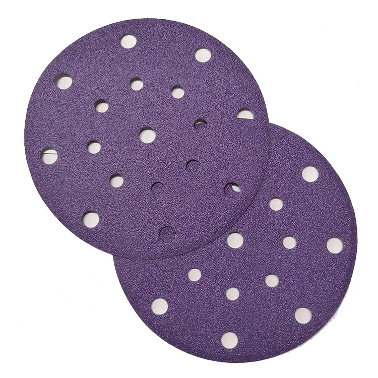150mm purple Ceramic Alumina hook and loop sanding disc with 17holes for grinding car paint