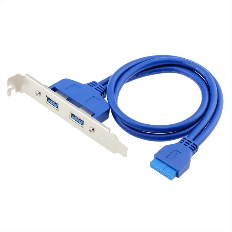 PCI Baffle Cable 20PIN TO Dual USB 3.0 motherboard cables with ear female usb Data panel Mount extension cable