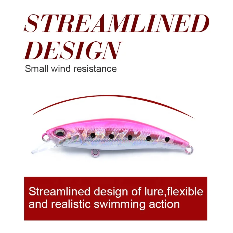 THORFORCE Minnow Lure 6g Realistic Jerkbait Sinking Hard Baits with Treble Hook Deep Shallow Diving Fishing Lures