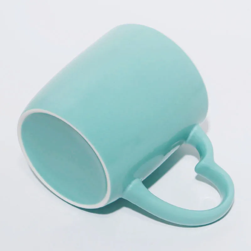 Popular Great Quality Heart Handle Cups Red Color Turquoise Color Ceramic Coffee Mug Stocked Mugs