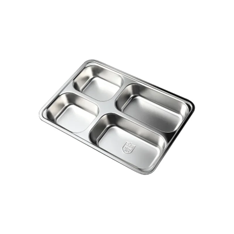 Fast Food Tray 4 Compartment Divided Dinner Tray Food Trays With Compartments Stainless Steel Lunch Box For School