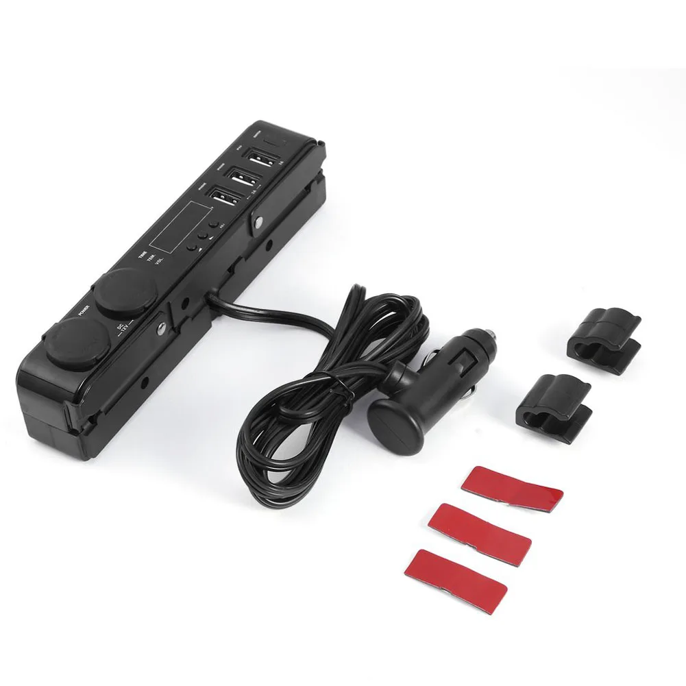 Car Back Seat Charger 5V 3A 3USB W/Cigarette Lighter Car Charger Headrest Mount W/LED Car Voltage Temperature Display 1.7M Cable