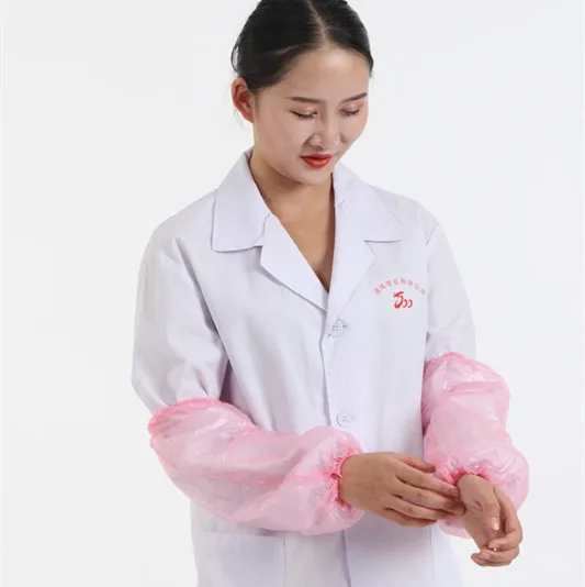 Disposable Pink Plastic Waterproof Polyethylene PE Oversleeve Arm Sleeve Cover
