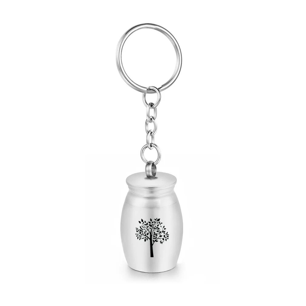 Tree of Life Cremation Urn for Ashes Women Men Mini Aluminum Alloy Mini Memorial Urn Jewelry Keychain 16x25mm