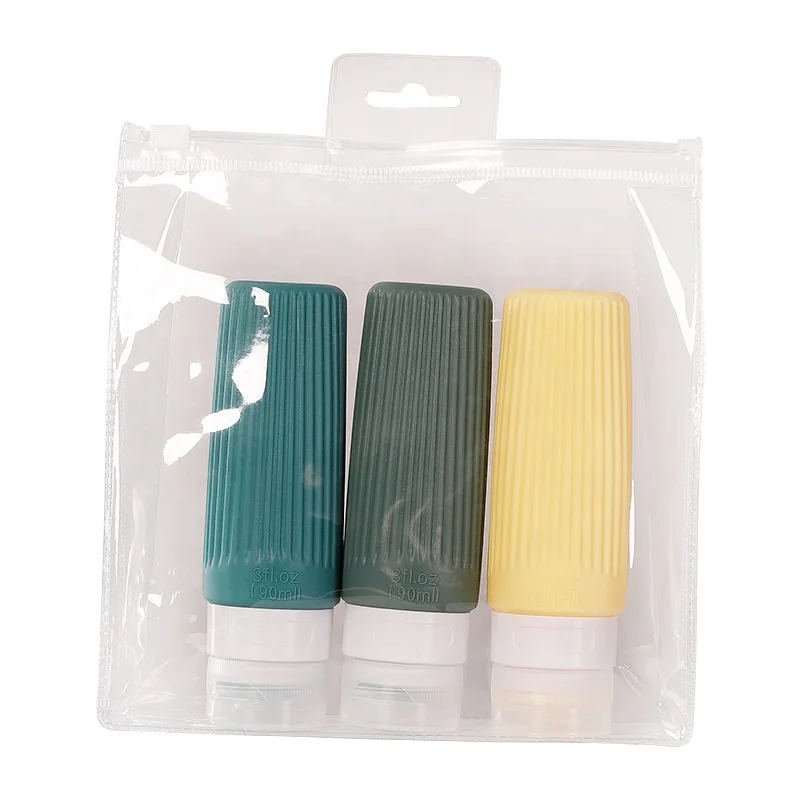 Promotional Gift Wholesale Silicone Travel Bottle Set Silicone Leak Proof Cosmetic Shampoo Travel Kit