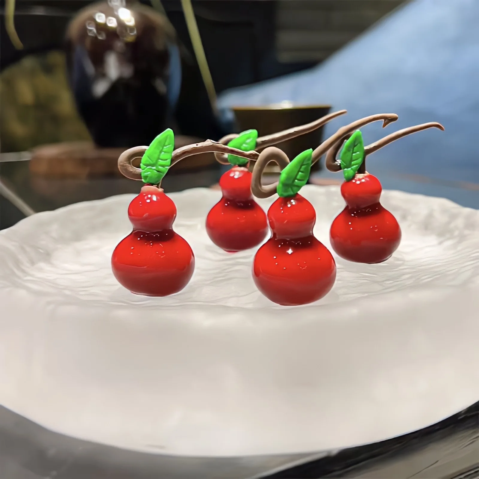 DIY New Gourd Dropping Gel Mold Goose Liver Molecular Fulu Cherry Silicone Mold for Chocolate 12 Series Creative Moulds
