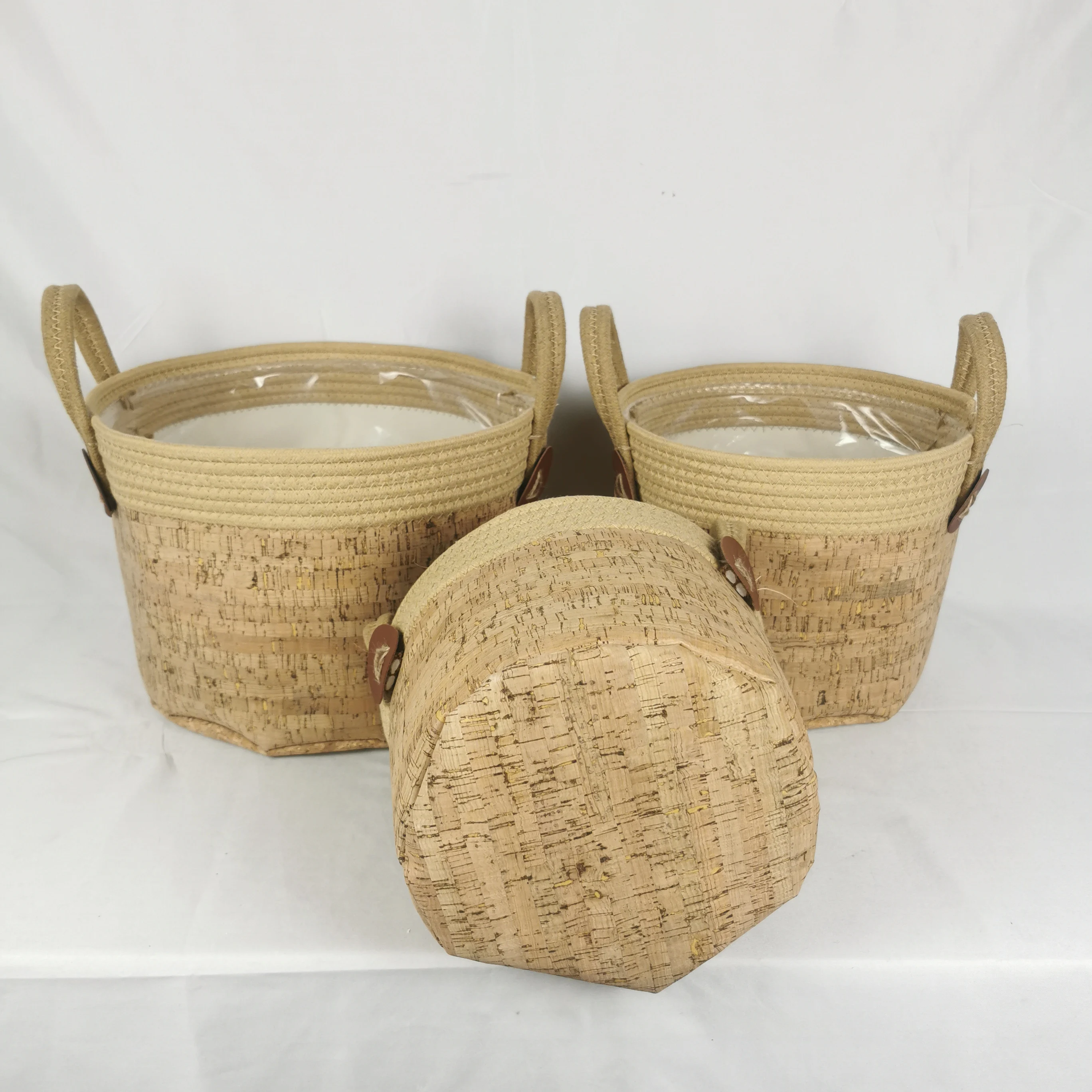 Wood skin handmade storage baskets flower vase for home decor