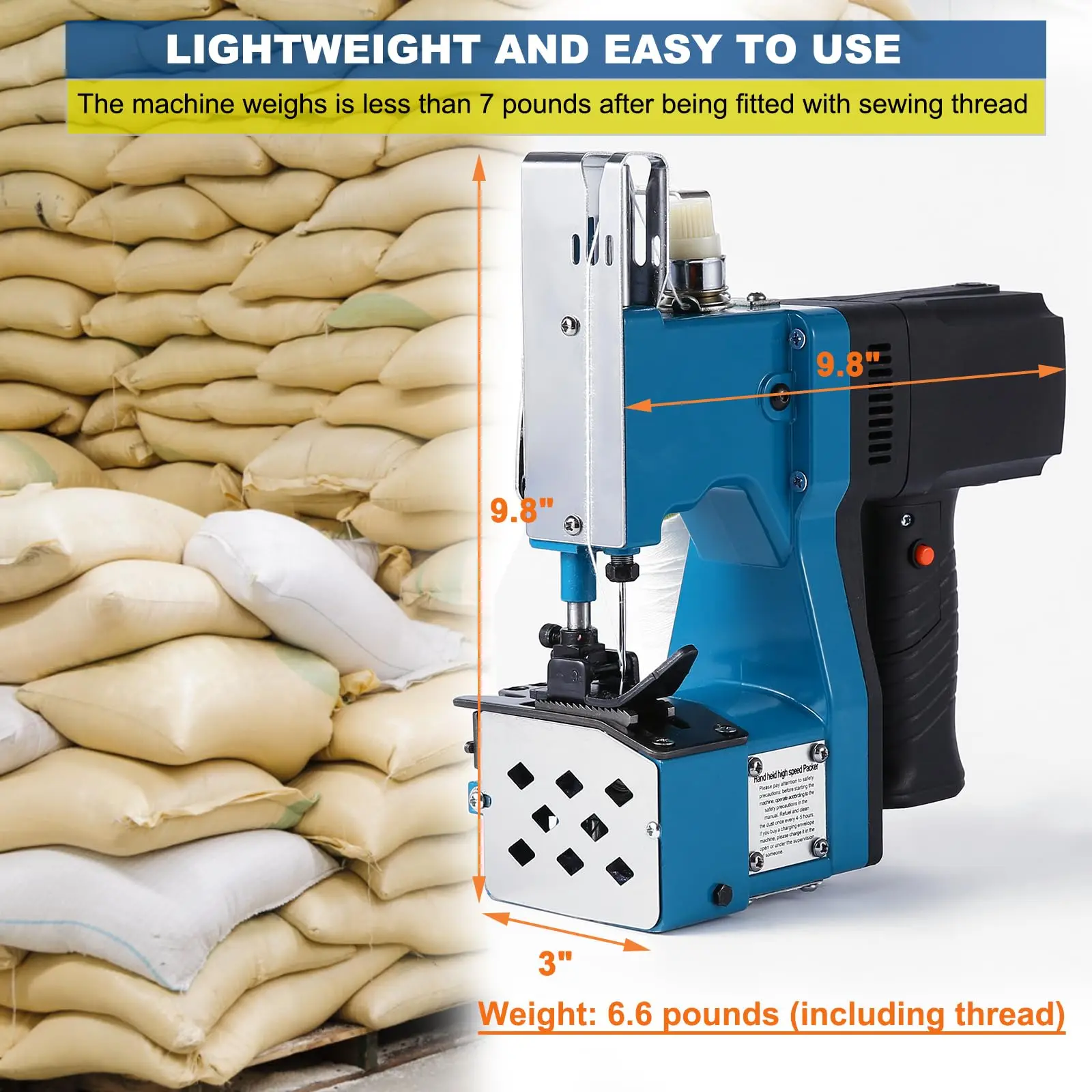 Portable Bag Sewing machine, Heavy Duty Bag Closing Machine For Burlap & Sand Bags