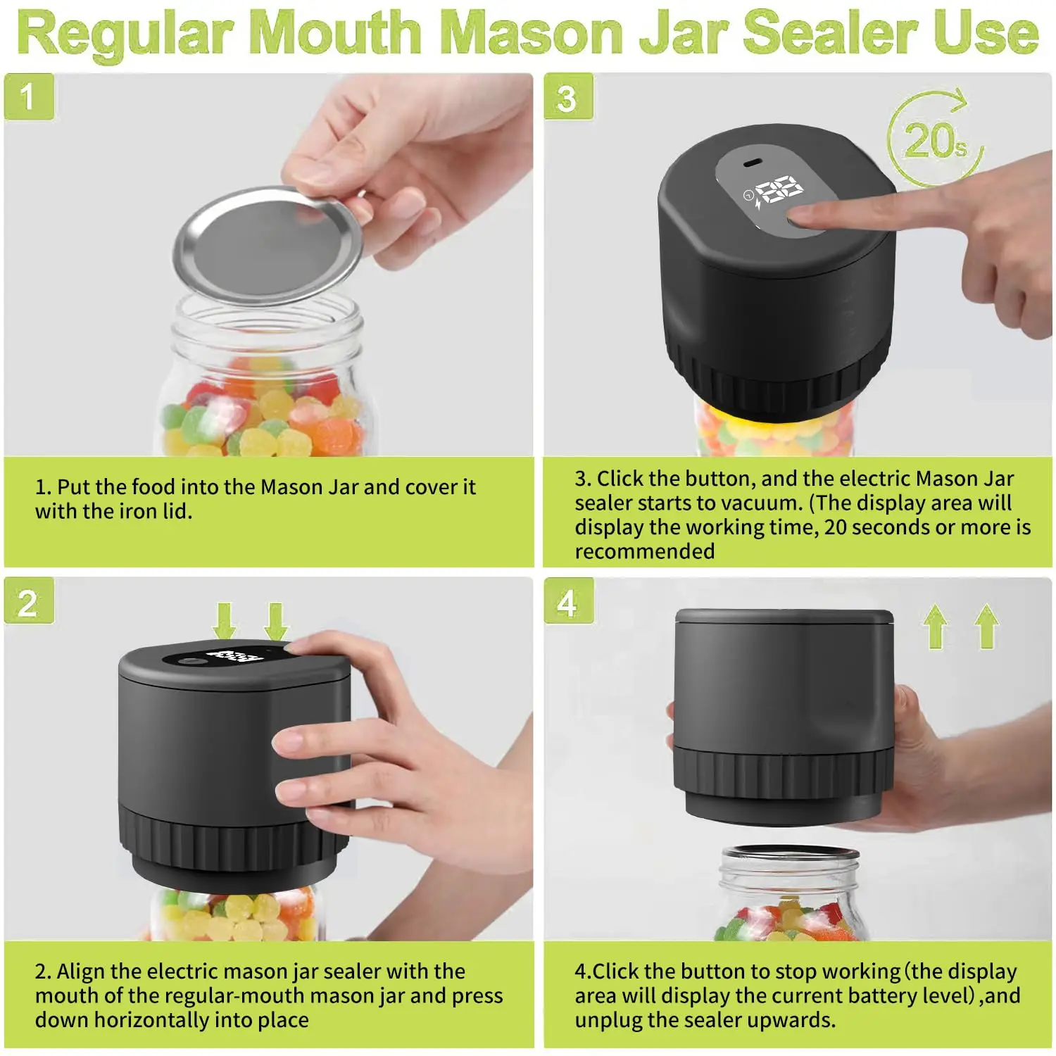 1200mah Wireless Food Saver Vacuum Sealer Machine for Food Storage Electric Mason Jar Vacuum Sealer for Home