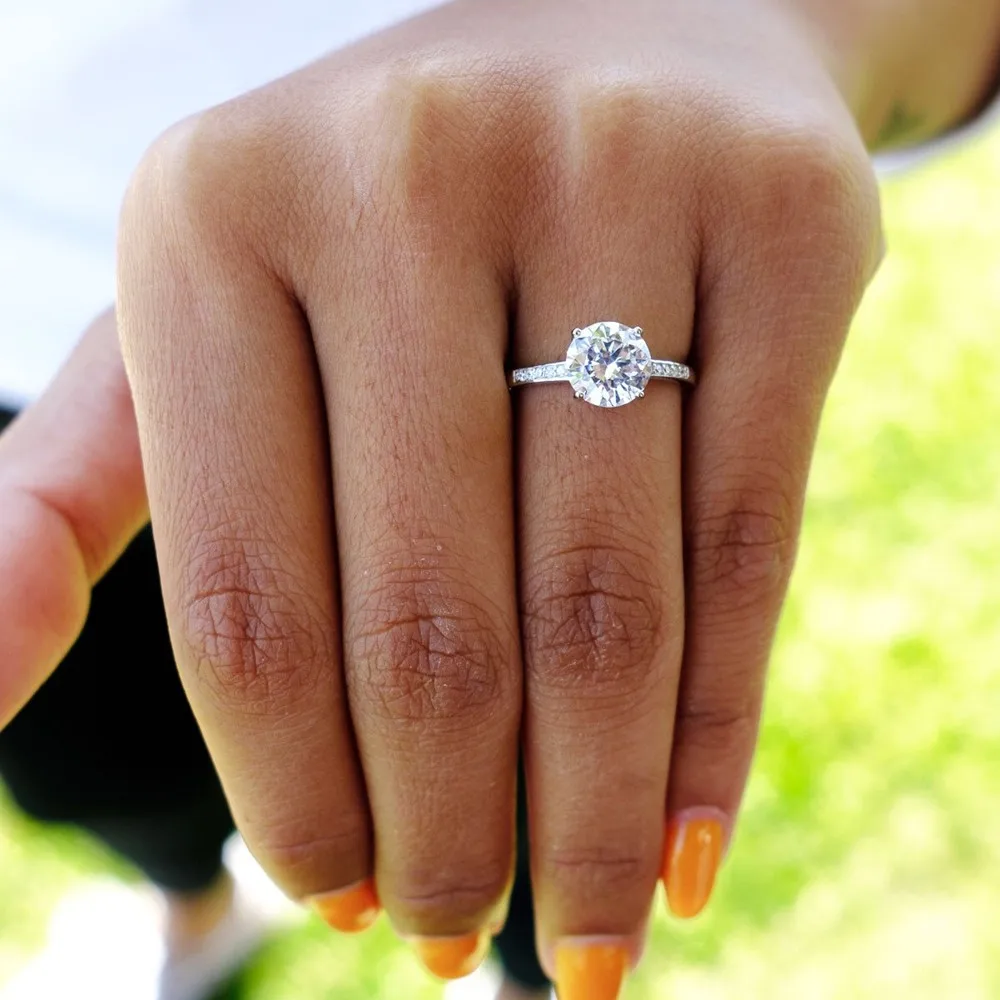 Cheap Price Silver Ring Single Stone Finger Ring For Women