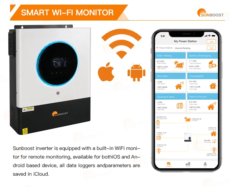 Гибридный солнечный инвертор SUNBOOST 8 кВт 10 с одним выходом встроенный Wi-Fi поддерживает 6 параллельных 150A MPPT