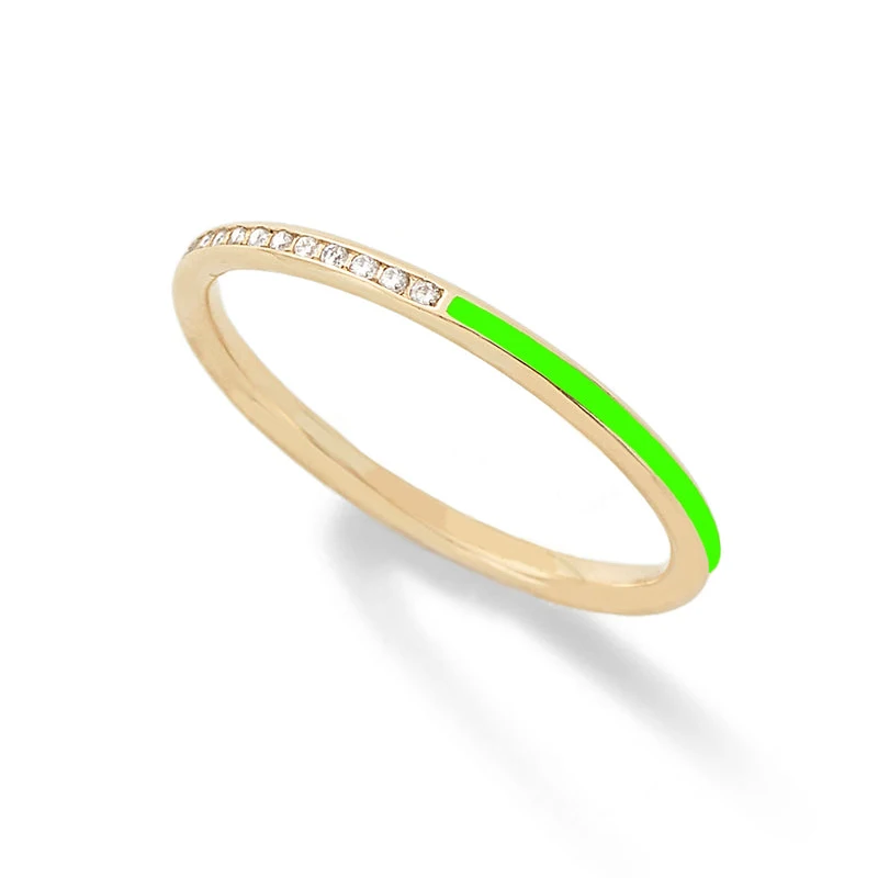 Minimalist Design 925 Sterling Silver Neon Colorful and Sparkle CZ Enamel Statement Ring For Women