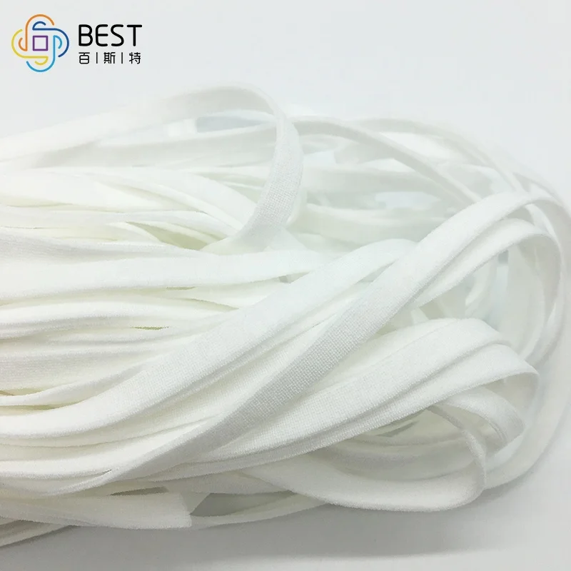 3.5mm 4.0mm 5.0mm PLA Earloop Elastic Flat  Band for facemask White Elastic Loop Elastic Rope