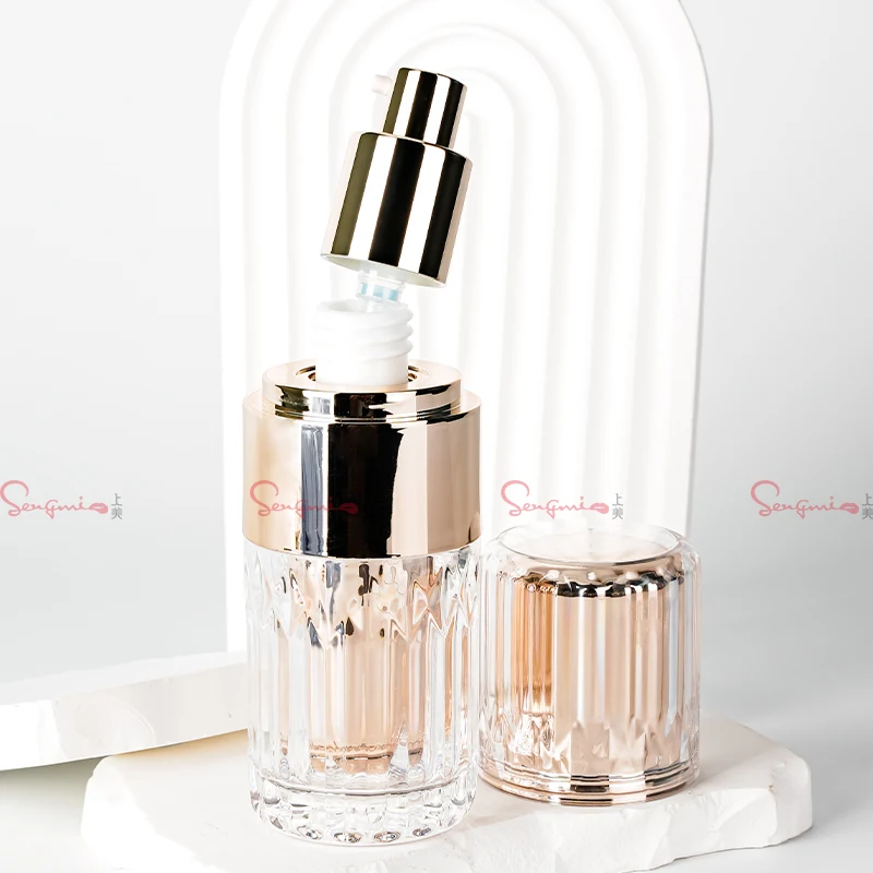 30ml 50ml Customized Luxury Empty  Acrylic Lotion Pump Bottle High Quality OEM Round Bottle for Cosmetic Packaging