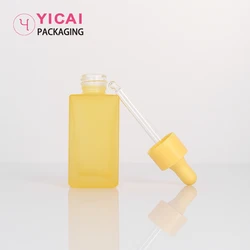 Square Shaped 30ml Custom Matte Yellow Green Blue Essential Oil Bottles 30ml Cosmetic Oil Bottle With Dropper