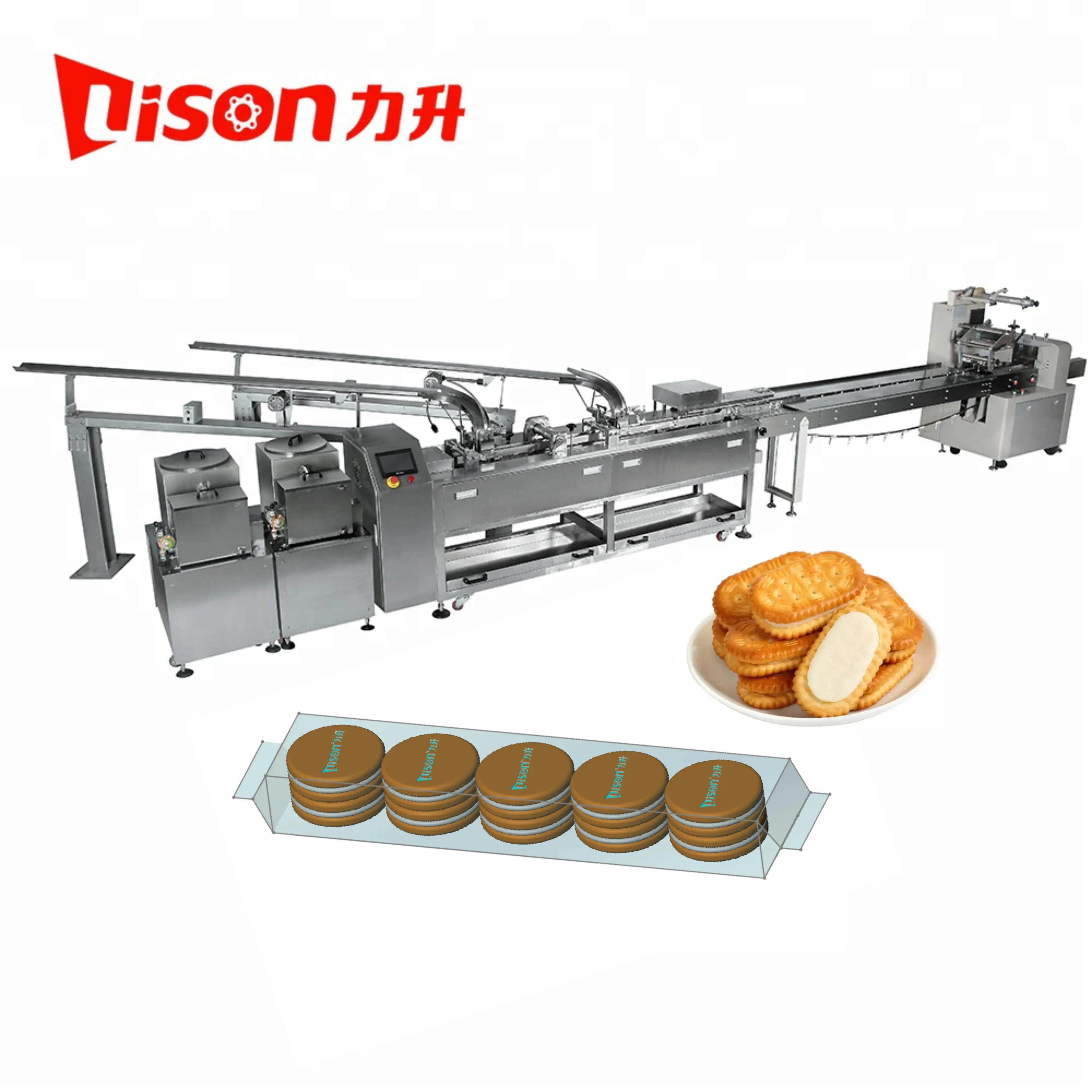 Best Price Single Lane Double Flavor Cream Biscuit Manufacturing Machine for Small Business Baking Factory