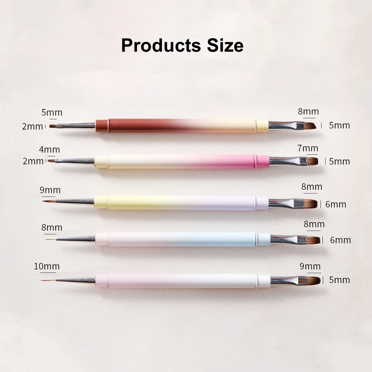 Professional Manicurist Tool Double Sides Nail Painting Brushes Metal Handle Brush Gradual Color Brushes For Nail Art Salon