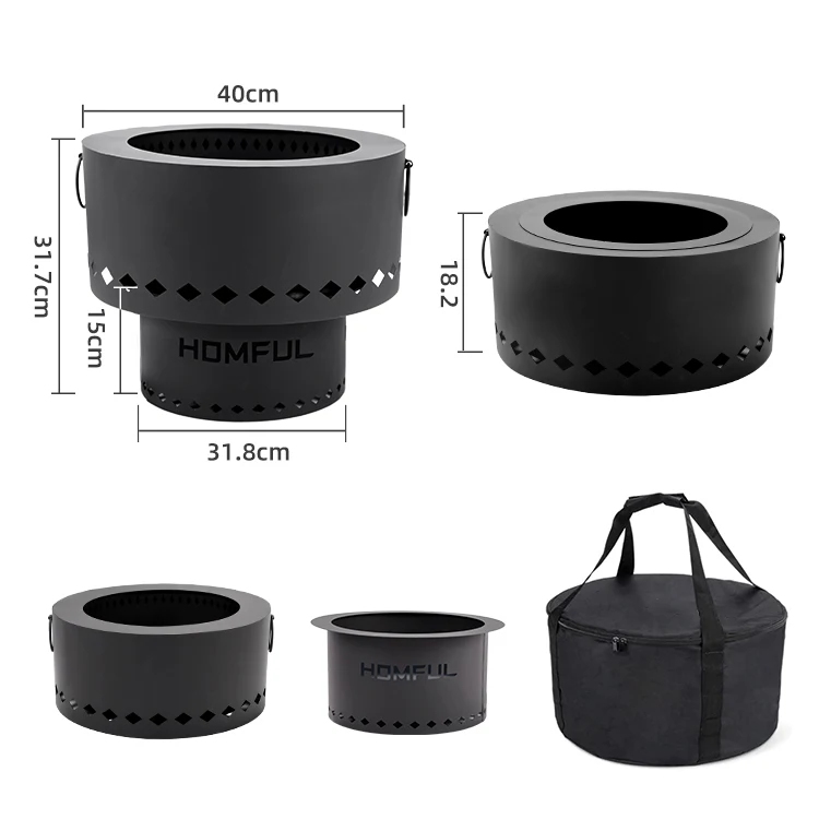 Outdoor Camping Portable Fire Pit Wood Burning Smokeless Fire Pit With Carrying Bag