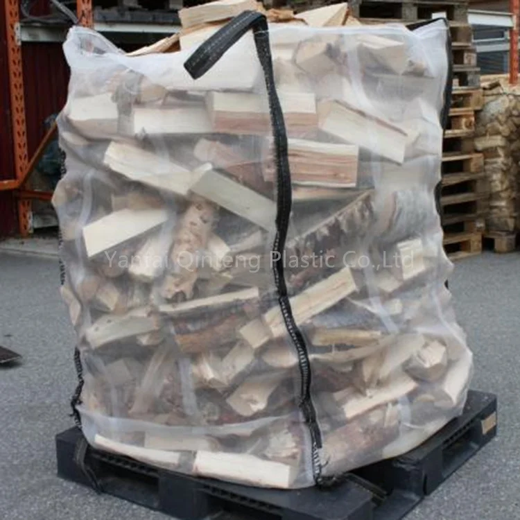 1m3 bag Ventilated Plastic Containers 2 cubic Meter FIBC Super Sack PP Mesh netbags for firewood packaging carry bags
