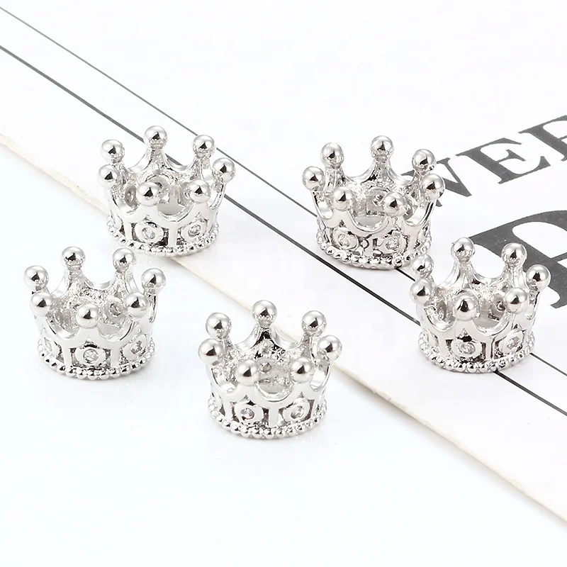 Wholesale Black CZ Crown Beads DIY Spacer Beads Fit Bracelet Jewelry Accessories For Jewelry Making
