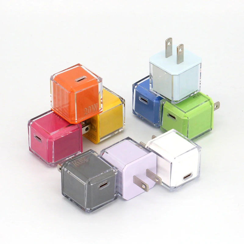 New arrival gan charger transparent gan wall charger PD 20w fast charging usb c charger for mobile phone charging