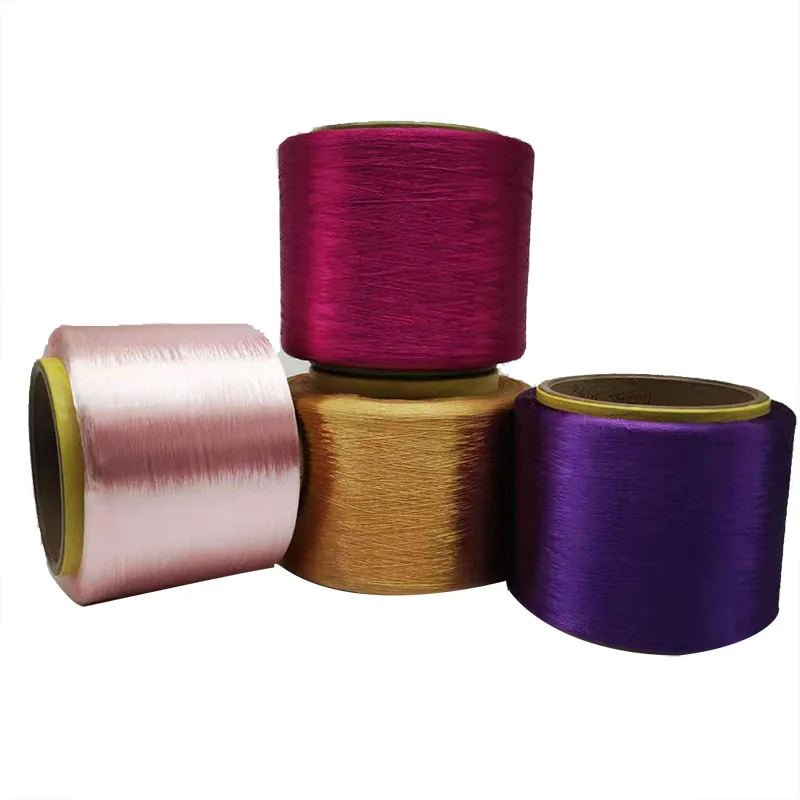 Polyester Yarn FDY 150D/48F Bright Trilobal Golden color Polyester Filament Yarn