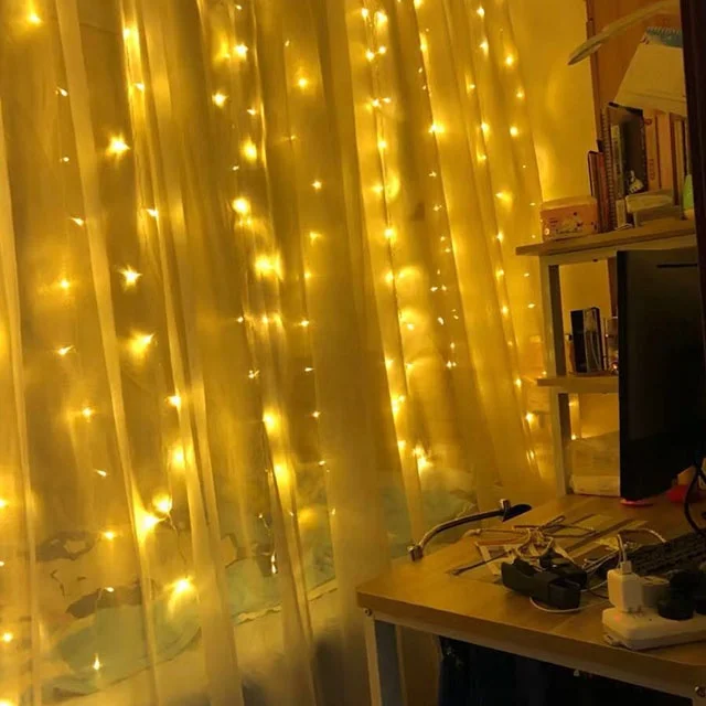 Customized led window curtain string lights light fairy waterfall free example