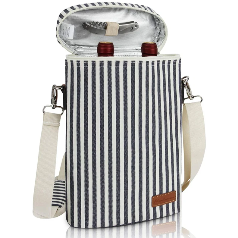 Insulated 1 2 3 4 6 Bottle Thermal Canvas Wine  Carrier Tote Bags Reusable Gift Wine Cooler Bag