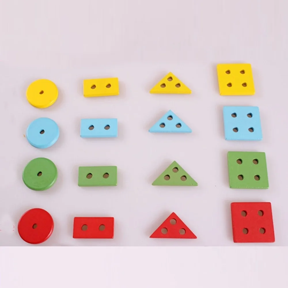 Montessori Wooden Train Truck Blocks Educational Learning Toys Geometric Children Kids Building Bricks Gift