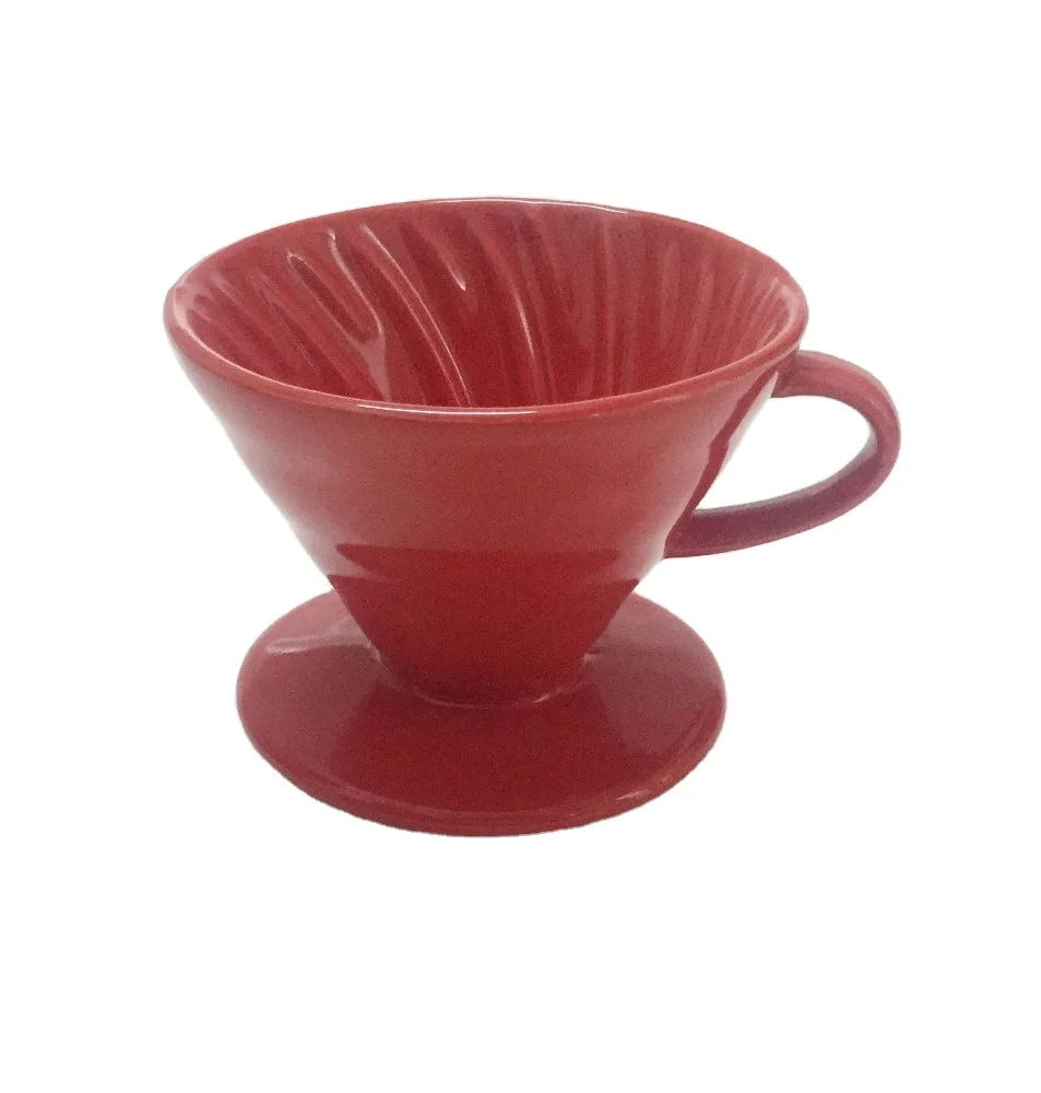 Coffee Slow Brewing Accessories  Red Ceramic Coffee Dripper Artisan Series  for Home Office and Cafe