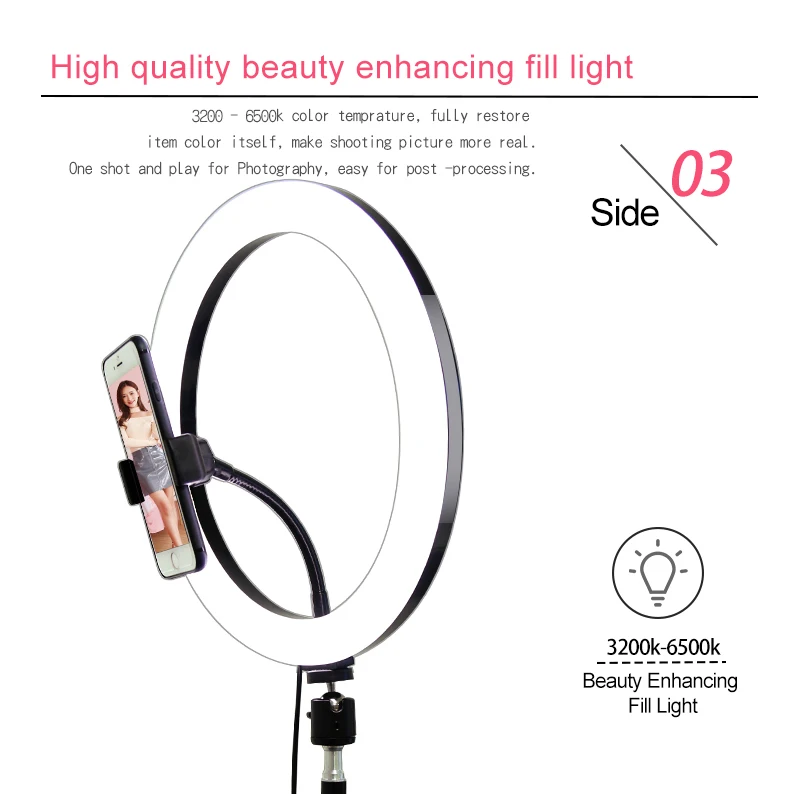Dimmable 26 cm LED video ring light 10 inch with stand circle selfie ringlight for phone tik tok photographic Lighting