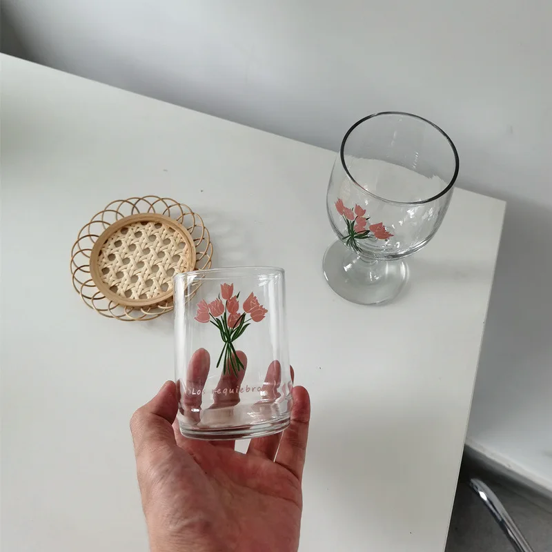 Best seller soda-lime wine glass with printing text on surface