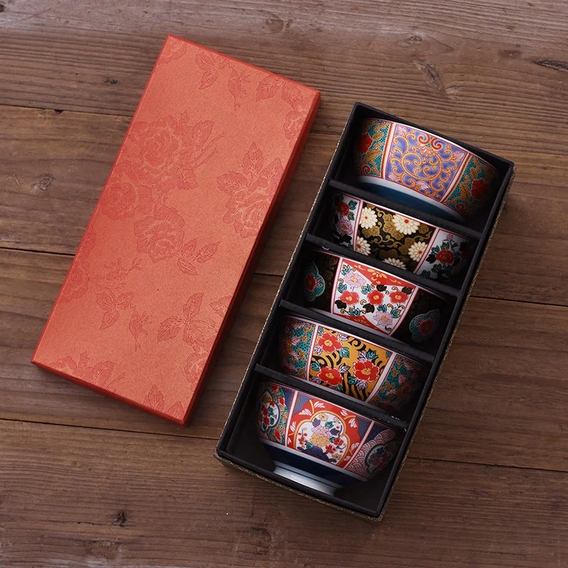 Цветная круглая чаша 4,5 дюйма в японском стиле фарфоровая керамическая чаша в китайском этническом стиле Бытовая детская чаша для риса