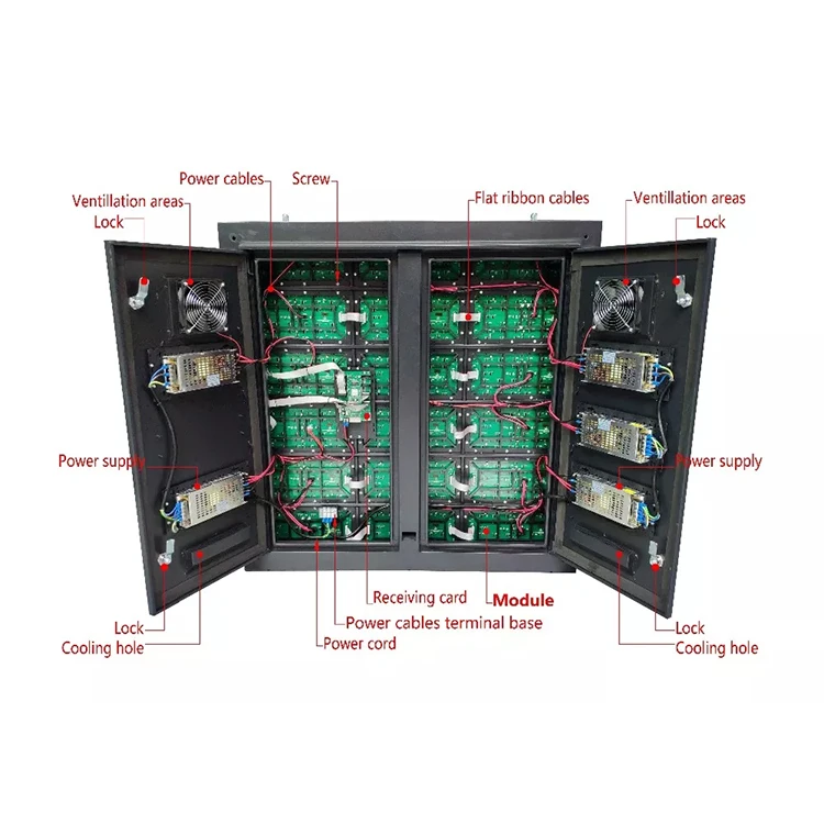 The New Listing Outdoor Front Maintenance Iron Cabinet For Advertising Fixed Led Display Screen Cabinet