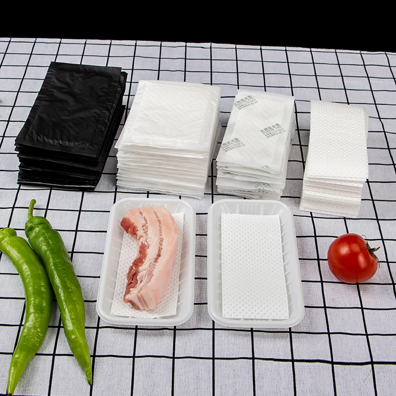 Factory price Food grade material  Whole sale disposable high quality soaker paper absorbent tray pad for meat seafood fruit