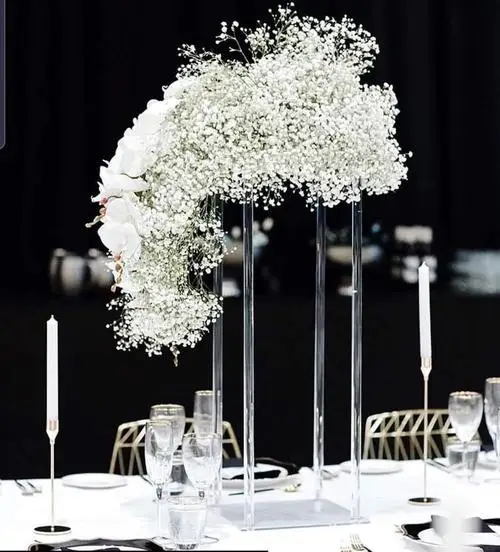Decorative acrylic flower centerpieces stands for wedding table without beads