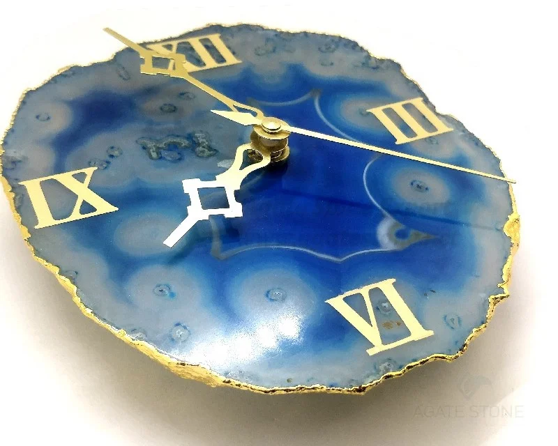 Top Selling Agate Stone Clocks with Wooden Stand : Cheap Price Agate Gifts : Desk and Table Clocks with stand