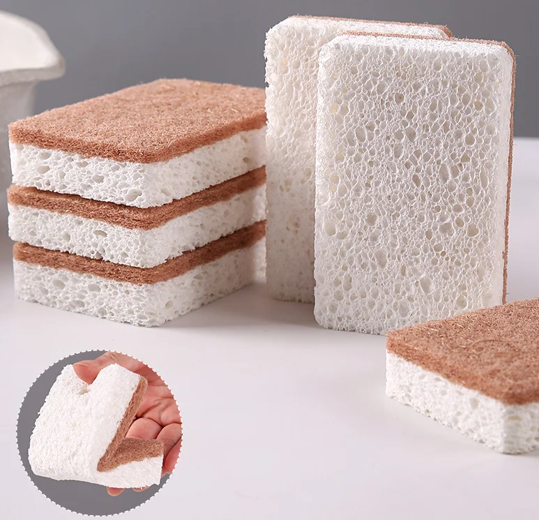 Natural Kitchen Sponge - Biodegradable Compostable Cellulose and Coconut Scrubber Sponge