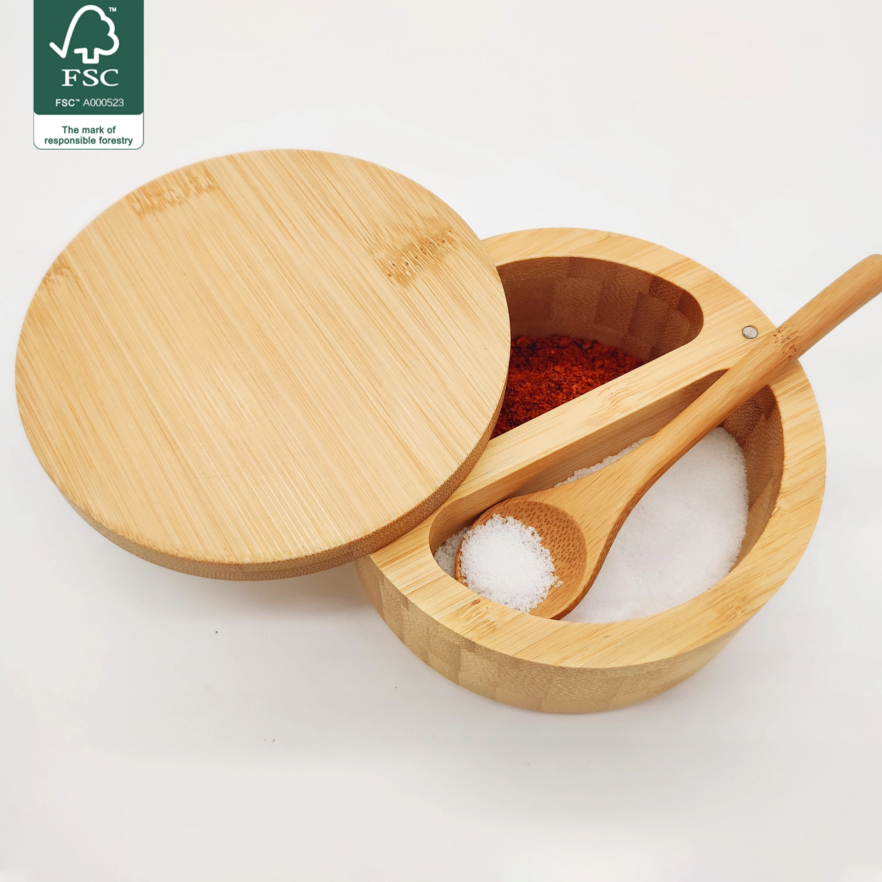 Spice Box Bamboo Spice Shaker Jar Sugar Salt Pepper Herb Toothpick Storage Bottle BBQ Box With Lid For Kitchen