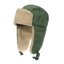 Outdoor Cycling Beanie Turbano Warm Solid Caps Thermal Aviator Bomber Ear Protector Lamb Hair Aviator Hat Winter Hat with Fur