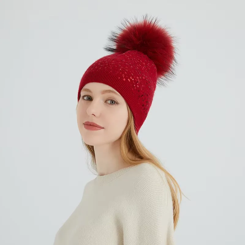2025 Custom logo beanie Pom Pom Knitted winter hats beanie with pompom Hair Ball Composed of Wool Cashmere  beanies