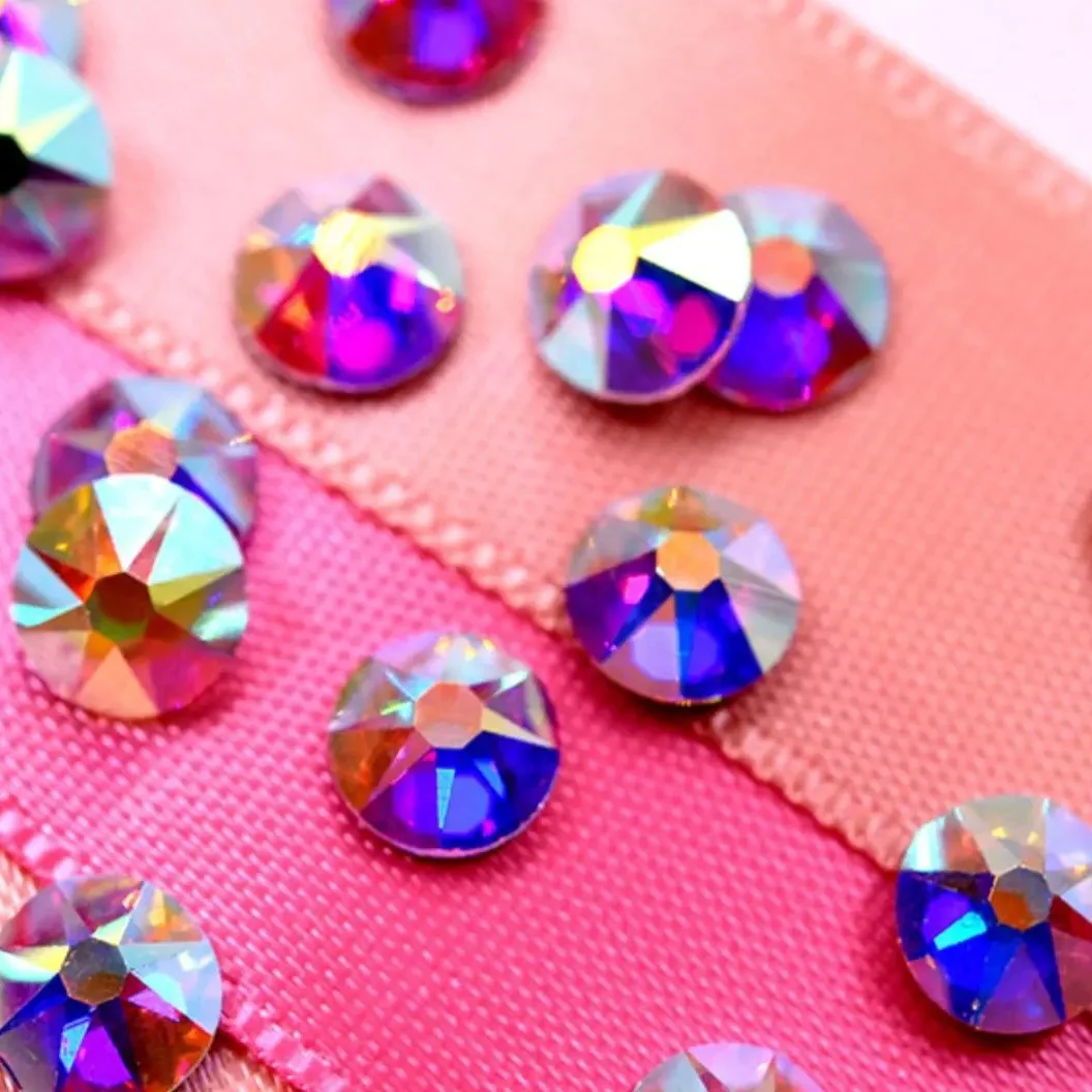 Free sample 16 facets glass rhinestones non hotfix flatback bulk crystal