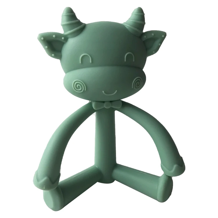 2023 Newest Design Cartoon Bull Shape Food Grade Silicone Baby Teether