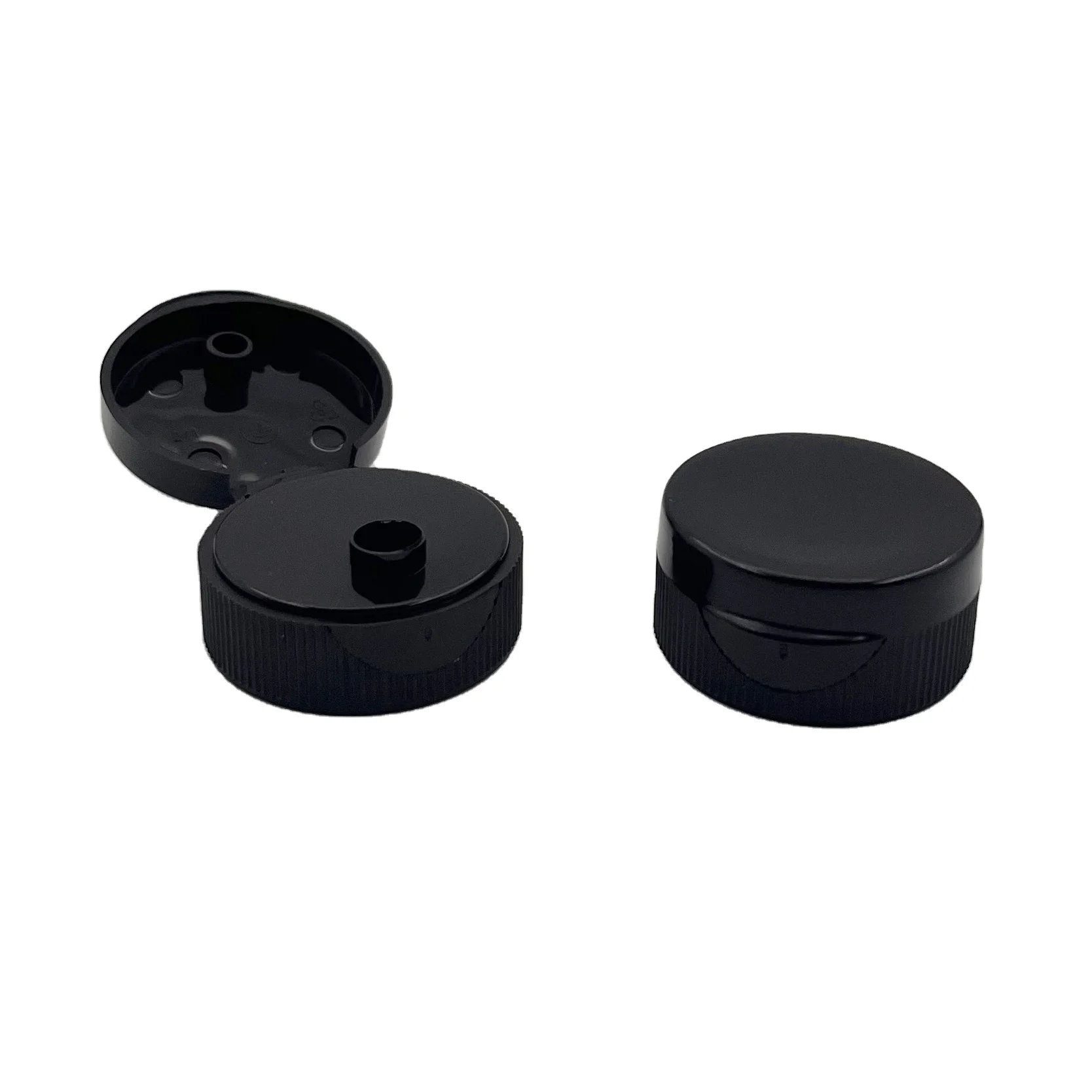 32/400 Plastic Flip Top Cap for Squeeze Bottles Shampoo Lotion Ribbed Flip Top Cap black