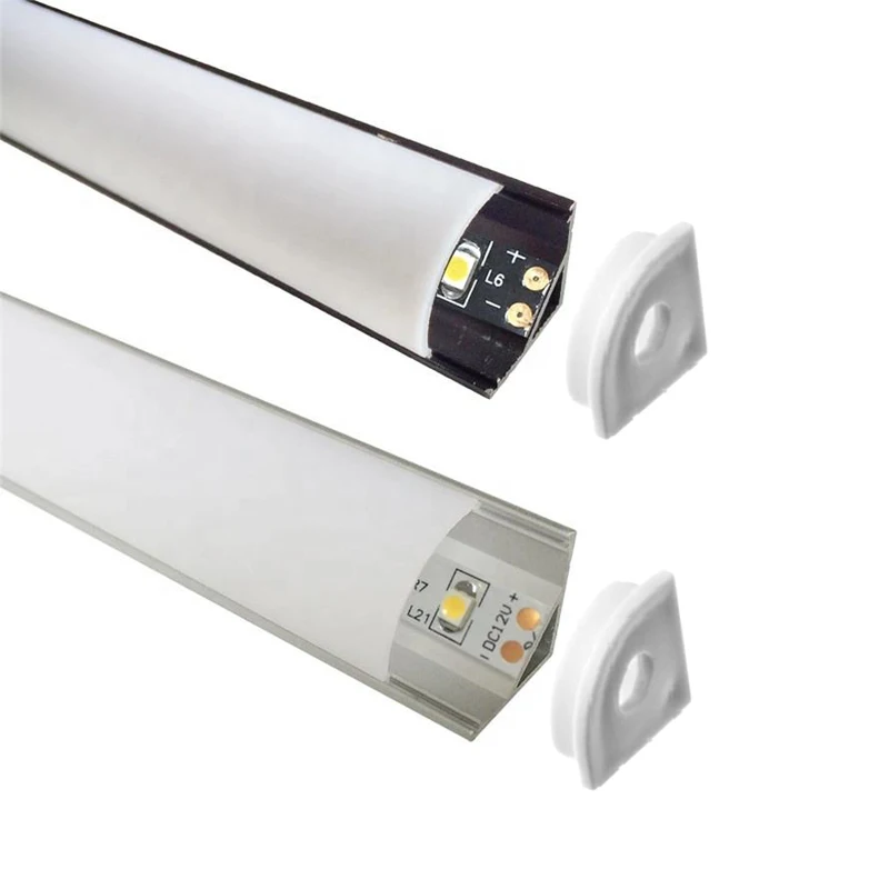 6063 V Slot LED Strip Aluminium Profiles China Supplier 1m 2m 3m Black White PC Cover V Shape Channel Led Strip Diffuser