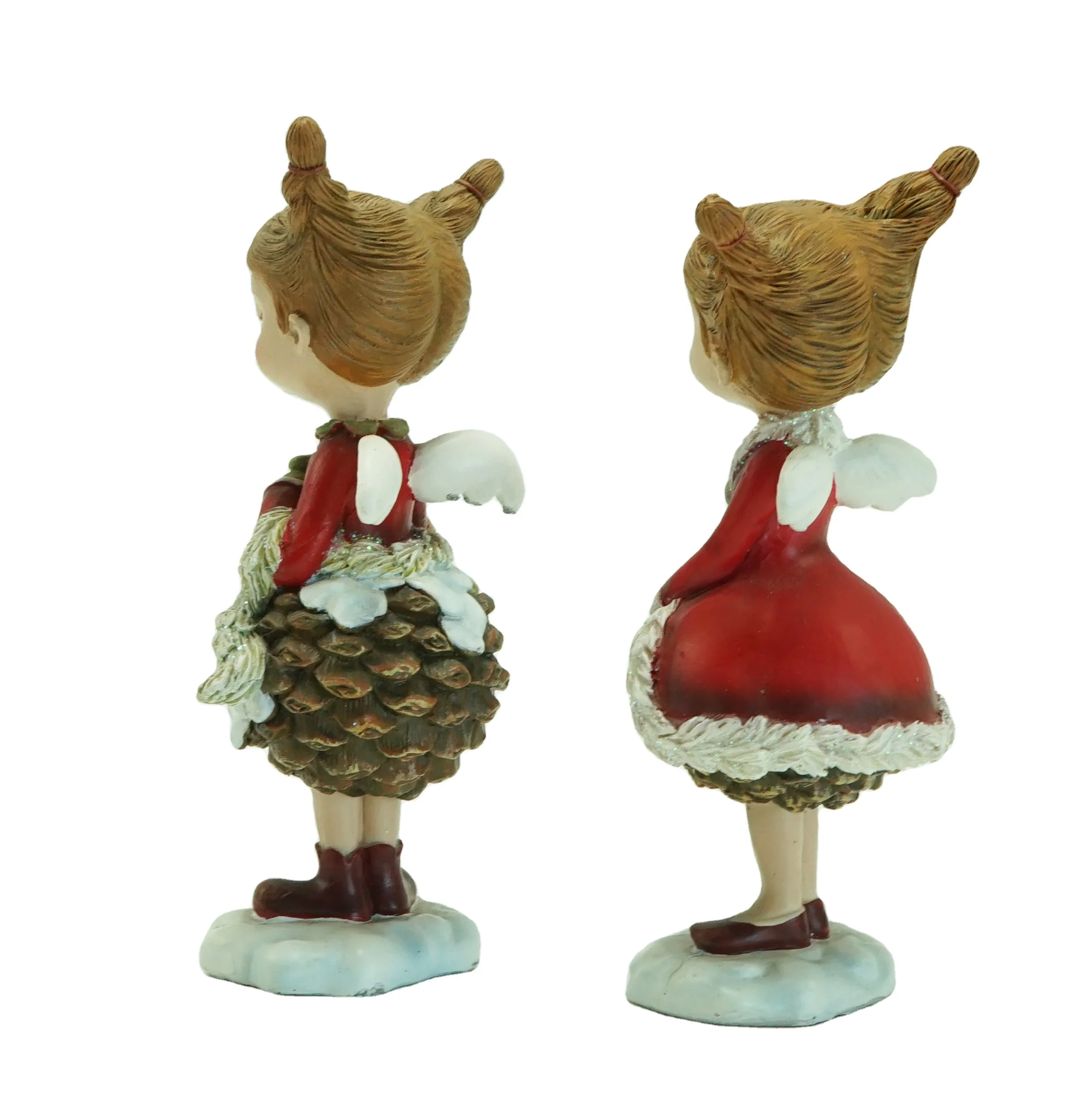 Wholesale Resin Pine Cone Angel Girl Figurine for Home Decoration